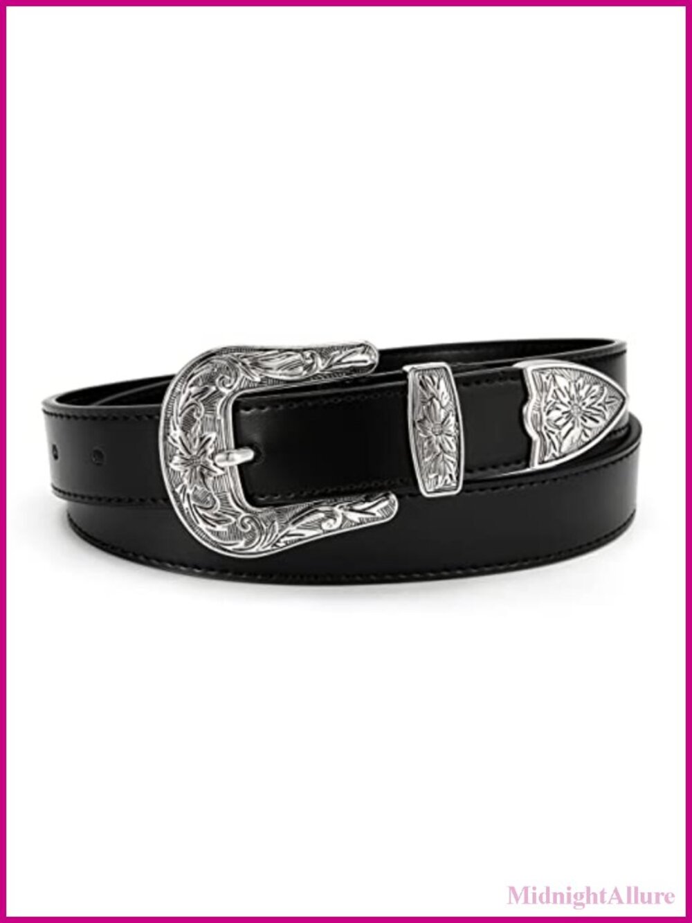Women's Leather Western Belt Adjustable Buckle Country Cowgirl Style